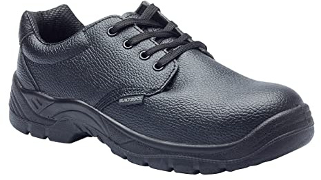 Blackrock S1-P SRC Gibson Safety Shoes, Mens and Womens, Black | Steel Toe Cap, Wide Fit, Lightweight Leather Safety Footwear, Slip Resistant Security Shoes, Work Utility Footwear - Size 3