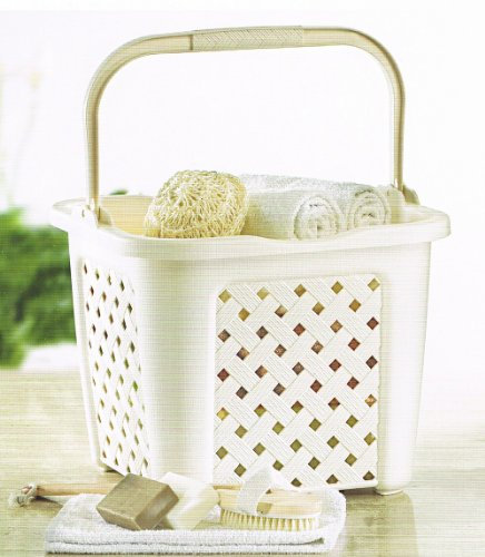 Tontarelli Cesta Baincheria Arianna con Manico Lt 25 Beige Lavabile sotto Acqua Reciclabile Plastica Rettangolare Beige