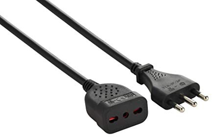 Electraline 46101 Prolunga 3 mt spina e presa piccola 10A, nero - sezione cavo 3G0,75 mm²