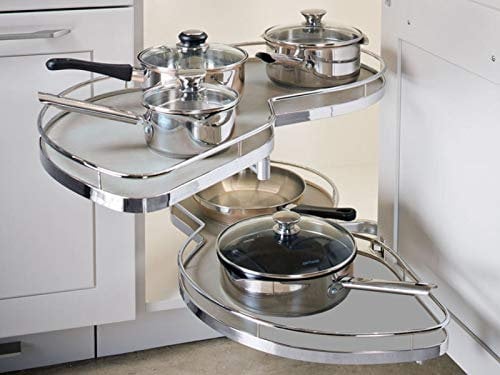 Kesseböhmer Eckschrank Schwenkauszug LeMans II 450 mm Links Eckschrank Beschlag inkl. Antirutschmattenset Orga-Grip Silbergrau von SOTECH