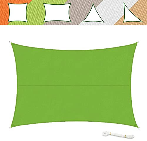 casa pura Sonnensegel 3 x 5 m, Hellgrün - inkl. Befestigungsmaterial - Rechteck - Reißfestes Polyester-Gewebe - Wasserabweisend imprägniert - Sonnenschutz