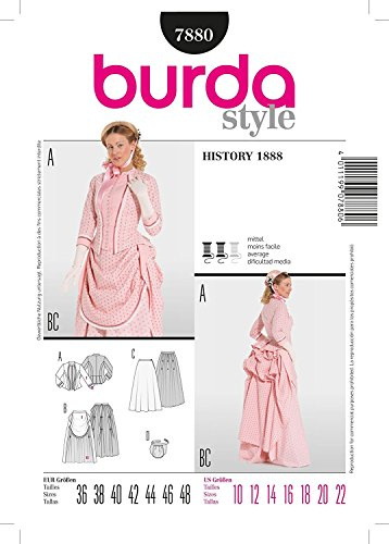Burda Ladies Sewing Pattern 7880 Historical 1888 Bustle Fancy Dress Costumes