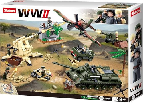 Sluban Klemmbausteine KlemmbausteineSL95568, WWII - Kampf um Kursk [M38-B0697], Spielset, Klemmbausteine, Soldaten, mit Spielfigur, Army WWII, Multi Color