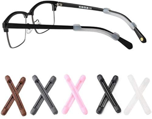 DNHCLL 5 Pairs Soft Silicone Eyeglass Ear Cushions Temple Tips Eyeglass Pads Anti Slip Glasses Ear Hook Comfort Sport Ear Grips,Eyeglasses Leg Antiskid Cover for Reading Glasses, Sunglasses