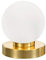 Petite lampe de table tactile - Hauteur : 15 cm - Boule en verre blanche - Socle en laiton