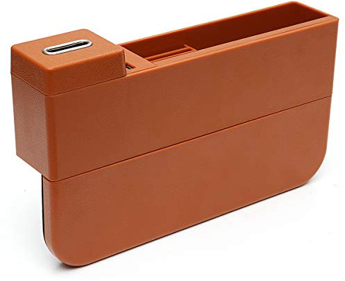 PeroFors Plastikauto-Sat Crevice Storage Box Gap Organizer Mit Telefon Usb Wireless Charging-Orange