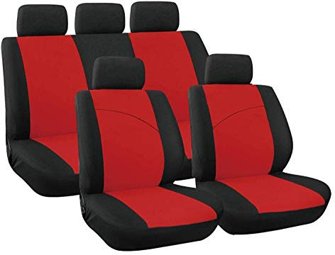 Xtremeauto Red and Black Sport Car Seat Cover Protectors - C-Zero, C1 C2 C3 C4 C5 C6 C7 DS3 DS4 DS5 Aircross Cactus