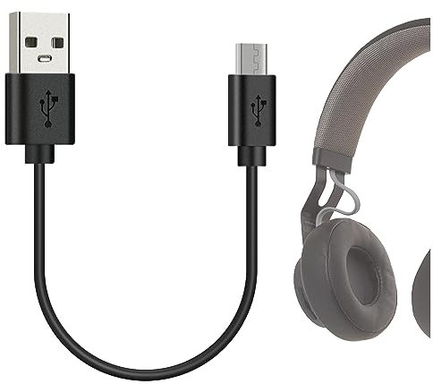 GEEKRIA Câble de charge court pour casque micro-USB, compatible avec Jabra Move, Elite 65t, 65e, Elite Sport, Halo Smart Charger, USB vers Micro-USB (25 cm)