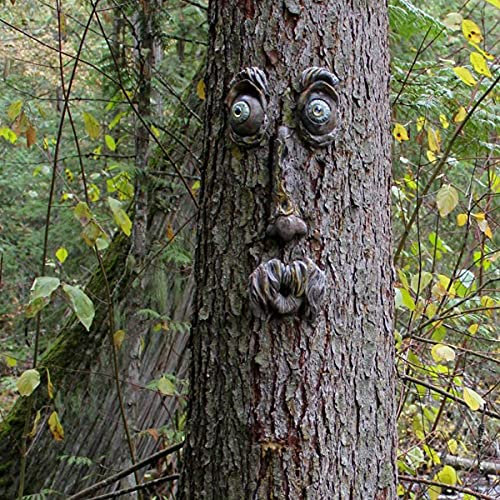 3D Harz Alter Mann Baum Gesicht Hofkunst Dekorationen, lustige alte Mann Gesicht Skulptur skurrile Baum Gesicht Garten Dekoration (C)