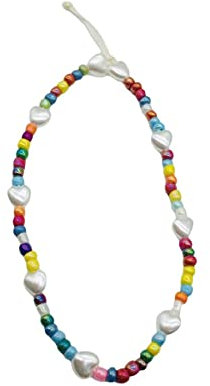 Makio Colgante de mano para móvil de abalorios. Pulsera para móvil de abalorios. Phone Strap. Phone Charm. Pulsera multicolor. Emoji Happy Enjoy (Corazones Perla)