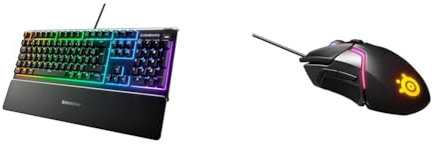Steelseries Apex 3 - Clavier de Gaming - Illumination RVB sur 10 Zones - Repose-Mains Magnétique Premium - Agencement Français AZERTY & Rival 600 - Souris de Jeu - Double capteur Optique TrueMove3+