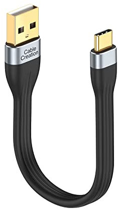CableCreation Cable USB-C corto de 15 cm, cable USB a USB C, cable de carga rápida para Power Bank de 60 W, MacBook Pro, iPad Pro, Chromebook Pixel, Galaxy S22 S20 S21, etc., negro.