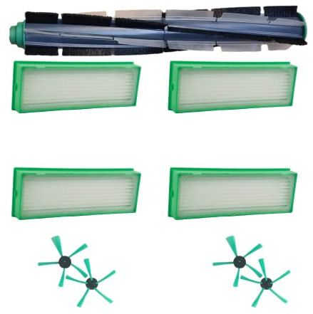 Set 1 Rundbürste 4 Ersatzfilter 4 Seitenbürsten geignet für Vorwerk VR 200 VR 300 Saugroboter Filter