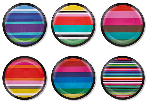 French Bull Lot de 6 assiettes assorties en mélamine - Motif rayures assorties - 15,2 cm