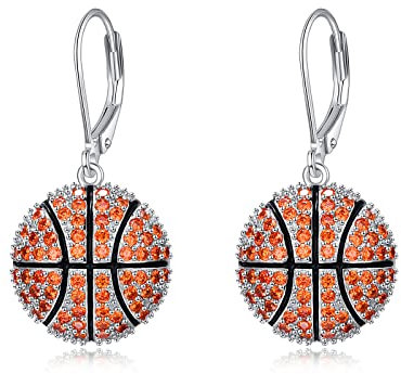 YAFEINI Basketball Ohrringe Sterling Silber Basketball Leverback Dangle Drop Ohrringe Sport Schmuck Geschenke für Frauen Mädchen