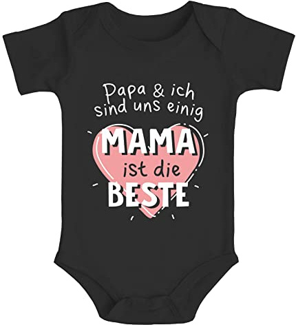 MoonWorks® Baby Body mit Spruch Papa und ich sind uns einig Mama ist die Beste Herz Bio-Baumwolle Jungen & Mädchen