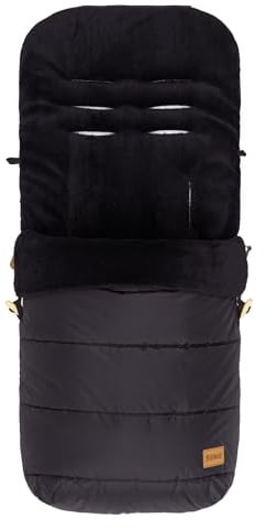 Fillikid Winterfußsack Lanin Exclusiv | Winter-Fußsack für Kinderwagen, Sportwagen & Buggy mit Anti-Rutschschutz, weicher Thermo-Fleece, Design:schwarz