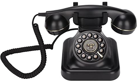 Septpenta Vintage Festnetztelefon, Wählscheibe Der 1920Er Jahre, Elegantes Retro Telefon mit Telefonleitung, Einzigartiger Lautstärkeregler auf Der Rückseite für Schlafzimmer, Arbeitszimmer, Büro