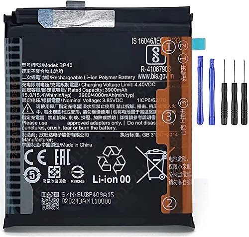 Akku kompatibel mit XIAOMI BP40 für MI 9T PRO - REDMI K20 PRO 4000 mAh hohe Kapazität Batterien mit Montageset im Lieferumfang enthalten