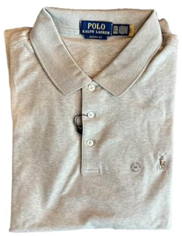 Polo Ralph Lauren Herren-Poloshirt, schmale Passform, ikonisches Netzgewebe, Sand Heather, L