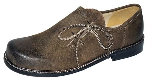 Trachtenschuhe Herren Haferlschuhe Trachten-Schuhe Leder braun schwarz Ledersohle Schnürschuhe Tanzschuhe Lederschuhe Glatte Sohle für Tänzer Plattler zur Lederhose zum Tanzen, Größe:43, Farbe:braun