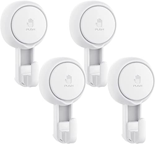 Elegear 4 Pack Saugnapf Haken stark, Saughaken Bad Ohne Bohren, Max 5KG, 1000 Mal Wiederverwertbar, Drehbar Saugnäpfe mit Haken für Küche