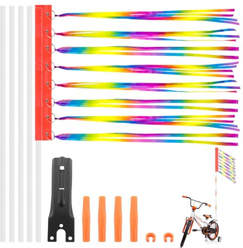 Lets Joy Fahrradwimpel für Kinder, Reflektierende Wimpel, Wimpel Fahrrad Kinder, Sicherheitswimpel Wimpelstange Kinder mit Befestigungswinkel Fahrradwimpel, Fahrradzubehör Fahrradfahne Bunt