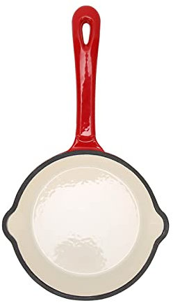 Tyenaza Padella Profonda, Smalto in Ghisa Doppi Strati Superficie Antiaderente Manico Lungo Padella Robusta Resistente Per Il Ristorante Domestico