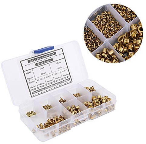 Grommet Kit, 650Pcs Brass Hollow Rivet Eyelets for DIY Projects Leather Shoe Clothe Canvas