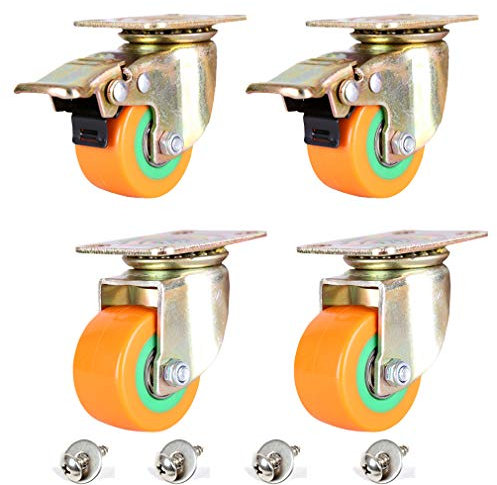 BTZHY Ruedas para Muebles,Ruedas giratorias Pesadas: 4 Ruedas giratorias Amarillas, Ruedas para Muebles de Espuma de Poliuretano de 2 Pulgadas y 50 mm, Placa Superior de 360 °, rodamiento de Bolas