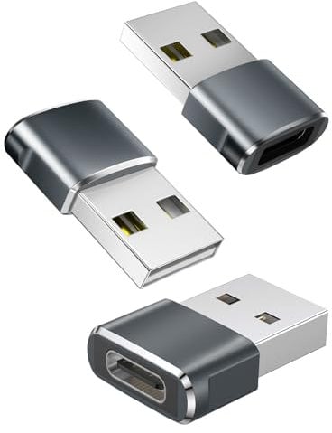 USB C to USB Adaptor, USB to USB C Adapter 3Pack, Type C Female to A Male Charger Cable Converter Compatible with Mbook, Notebook, Tablet, Smartphone, Airpods,Galaxy S23 S24 A34, iPad 10 Air 4 5