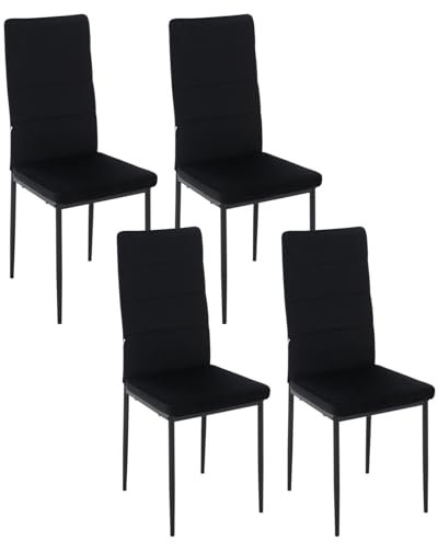 WOLTU Esszimmerstühle 4er Set, Samt Stühle Küchenstühle bequem, Essstühle mit hoher Rückenlehne Metallbeinen, Schminkstuhl Polsterstuhl, für Esszimmer Küche Wohnzimmer, Schwarz, EZS47sz-4
