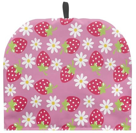TOADDMOS Calentador de tetera con diseño floral de fresa, cubierta antipolvo para decoración del hogar, cocina, hervidor de agua, tetera