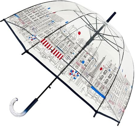 SMATI Regenschirm – winddicht – 8 Streben aus echten Fasern – transparent – lange Glocke – extrem robust, Electric Blue, L