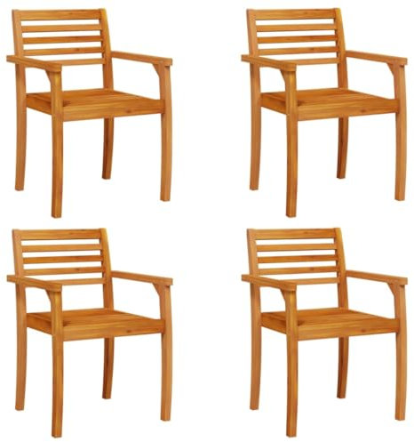 vidaXL Sillas de jardín 4 uds Madera Maciza de Acacia 59x55x85 cm, Asiento de jardín, Asientos al Aire Libre, Silla de Exterior, Asientos de jardín