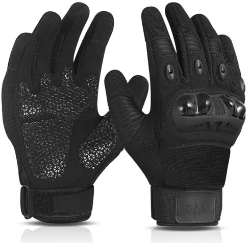 WESTWOOD FOX Guanti da Moto per Uomo Donna, Guanti da Moto Touch Screen Traspiranti a Dita Intere per Ciclismo su Strada, ATV MTB, Corsa, Ciclismo, Escursionismo, Gare di Motocross (Nero, S)