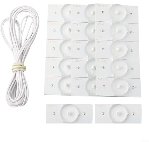 Rétroéclairage LED professionnel pour réparation TV de 32 à 65 pouces haute luminosité (20 pièces 3 V + 2 m de fil)