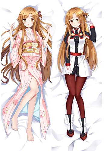 Schwert Kunst Online Asuna Yuuki Ganzkörper-Animation Kissenbezug Dekorativer Kissenbezug Anime-Spielfiguren Dakimakura, 150x50cm Pfirsichhaut / 2WAY (Farbe: 2Way, Größe: 160x50cm(63x20in))