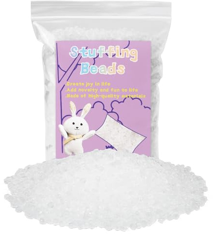 FTEVEN Cuentas de relleno de 100 g, cuentas de relleno de plástico de alta calidad, cuentas de relleno con peso de bolitas de polietileno con ojos negros, relleno para animales de peluche, bolsas de