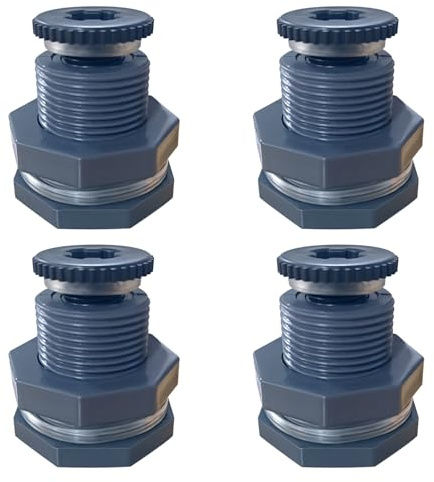 ANPTGHT NPT 1/2 PVC Bulkhead Fitting, Female Plastic Water Tank Connector Adapter Fitting with Plugs for Outdoor Rain,Barrel Garden Hose Adapter Spigot kit,Water Tank,Drain Bucket (Set of 4)