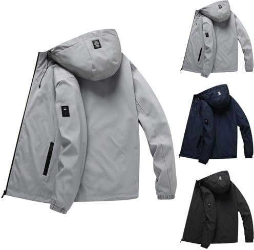 Zuoyue Veste Décontractée pour Homme Veste Homme Coupe Vent imperméable Vestes de Pluie Blousons Hommes Softshell Vestes de Sport Légère et Résistante d'hiver Coupe-vent de Travail