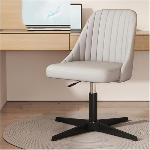 TS TAC-SKY Sillas De Escritorio Sin Ruedas, Silla Escritorio Oficina Casa con Patas Cruzadas, Silla Giratoria con Acento, Altura Ajustable, Silla Tocador For Tareas Computadora(Gray-1)