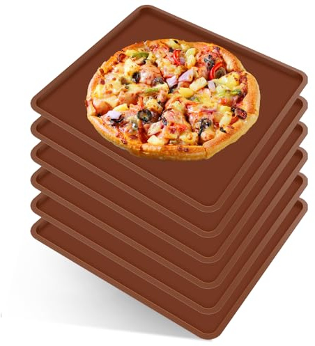 6Pcs Silicone Dehydrator Sheets with Edge 30x27x0.9cm Non-Stick Food Fruit Dehydrator Trays Baking Mats Reusable Silicone Dehydrator Tray Liner for Jerky, Fruit, Meat, Herbs, Vegetables, Crackers