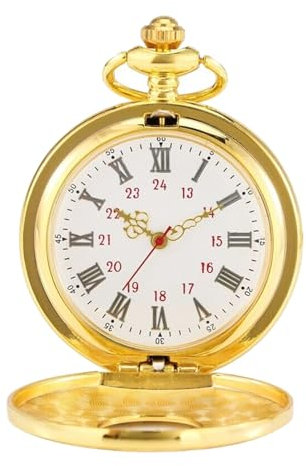 Retro Quarz Taschenuhr, Taschenuhr Herren, Unisex Taschenuhr Mit Kette, Vintage Römische Ziffern Skala Quarz Taschenuhr, Klassische Herren-Taschenuhr, Retro Taschenuhr Herren Mit Kette, Gold