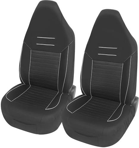 Upgrade4cars Autositzbezüge Set für Pilotensitze | Autositzbezug für die Vordersitze in Weiß | Autoschonbezüge Universal mit integrierter Kopfstütze | Autozubehör Innenraum Deko