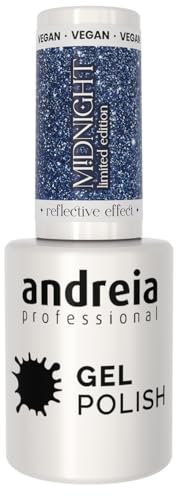 Andreia Semi-Permanent Nail Gel Polish - Ltd Collection Midnight Reflective Effect - MD1 3D Blue Glitter - 10.5ml