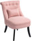 HOMCOM Tub Chair, Armless Single Sofa, Modern Button Tufted Armchair, Upholstered Linen Fabric Longue Accent Chair for Living Room, Bedroom, Pink