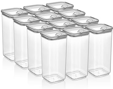 Vip Ahmet 12er Pack Vorratsdosen 1,7L mit Vakuum-Deckel – Stapelbare Küchen-Organiser für Lebensmittel