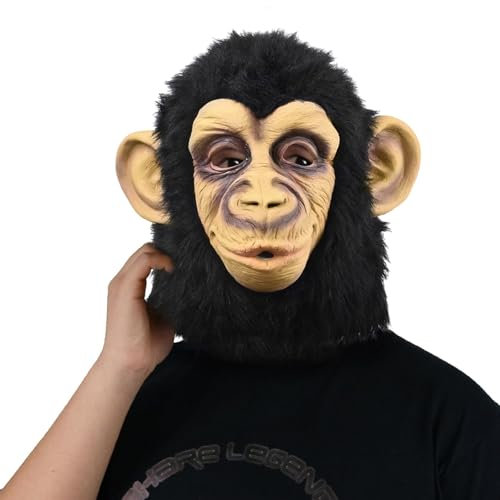 Micacorn Masque de Gorille Masque de Singe Couvre-Chef Masque d'animal Drôle Masques Gorilles Singe Réaliste en Latex Chimpanzé Animal Tête Déguisement pour Halloween Carnaval Fête Costumée