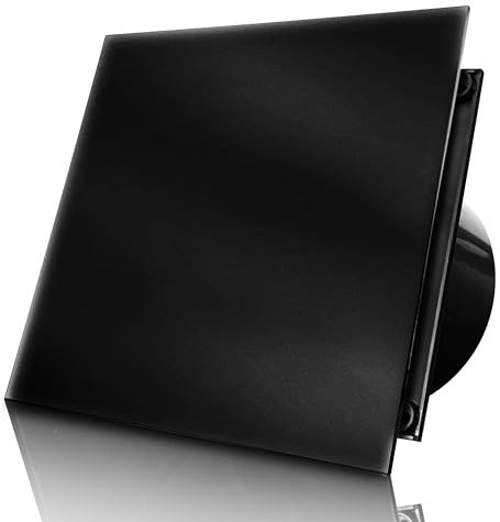 DOSPEL Badezimmer Ventilator 100mm - Wandventilator mit Hygrostat und Timer - Leise, Energiesparend - Wandmontage - Schwarz Lüfter Für WC, Bad und Küche